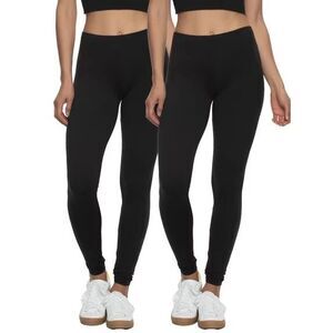 Felina Velvety Soft 7/8 Leggings 2-Pack Black Women’s M High Waist 4-Way Stretch